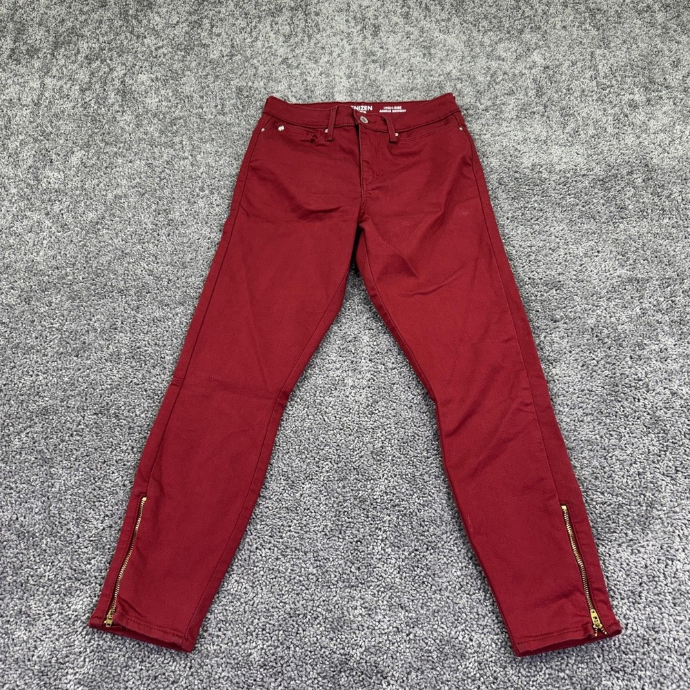Denizen From Levis Jeans Womens 6 Red High Rise Ankle Skinny Stretch Zip Denim
